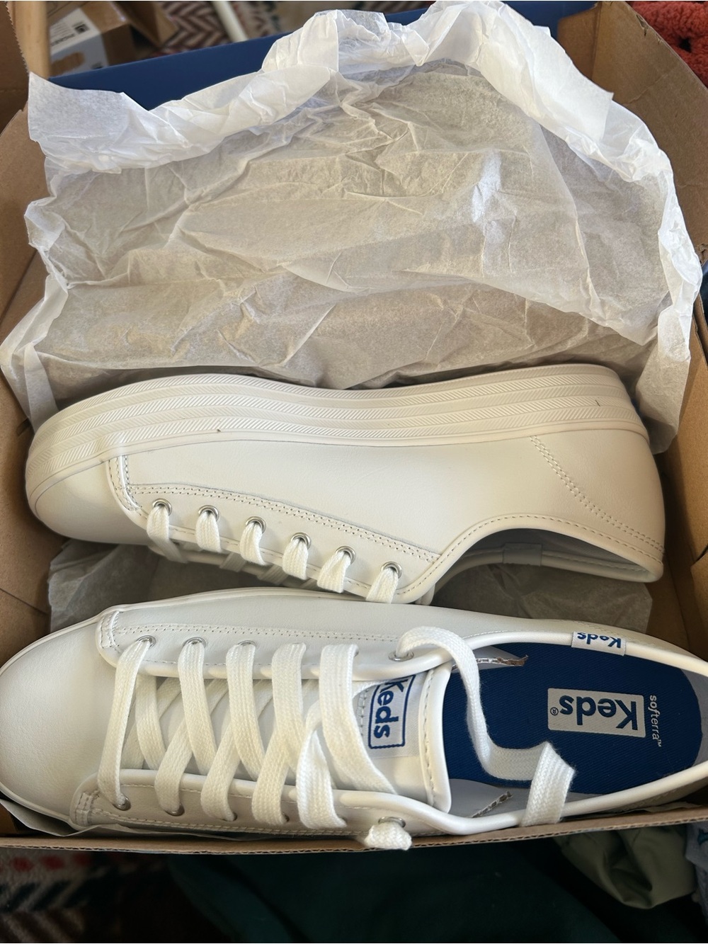 Keds White Leather Platform Sneakers